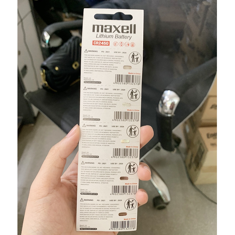 Pin nút CR2450 3V Lithium Maxell 2450 Chính Hãng dùng cho khoá Smarkey, thiết bị nuôi nguồn, điều khiển xe