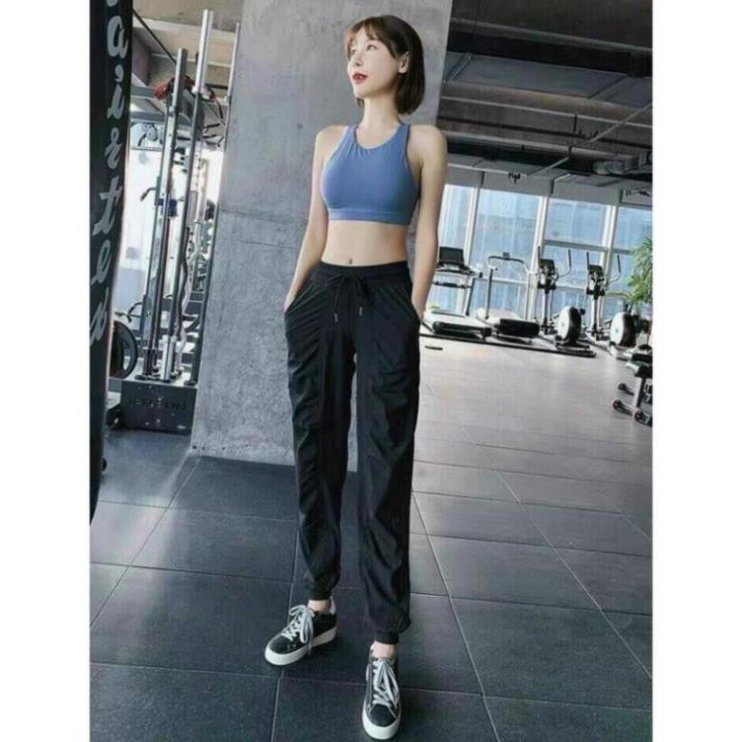 [EMMA] Quần Tập Gym Nữ Thể Thao [JOGGER] Nhún Trước Chất Dù Mềm Bo Ống [ĐỒ TẬP]