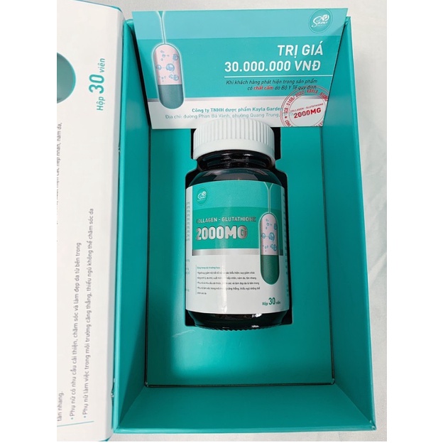 [ Chính hãng] Viên uống trắng da Glutathione 2000MG bật tông tức thì an toàn [ Hộp 30 viên]
