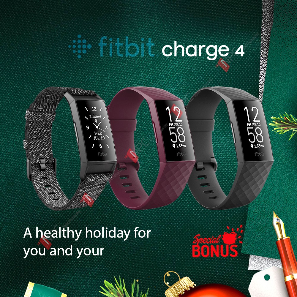 Xác thực！ [Nguyên Seal Chính Hãng] Vòng Đeo Tay Thông Minh Sức Khỏe Fitbit Charge 4 Theo Dõi Sức Khỏe - Nhịp Tim - G