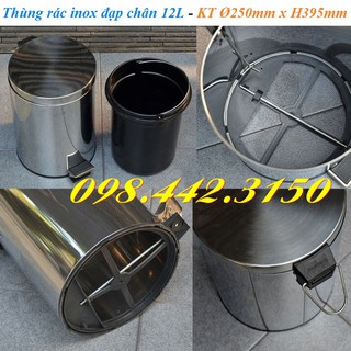 Thùng rác inox đạp chân 12L