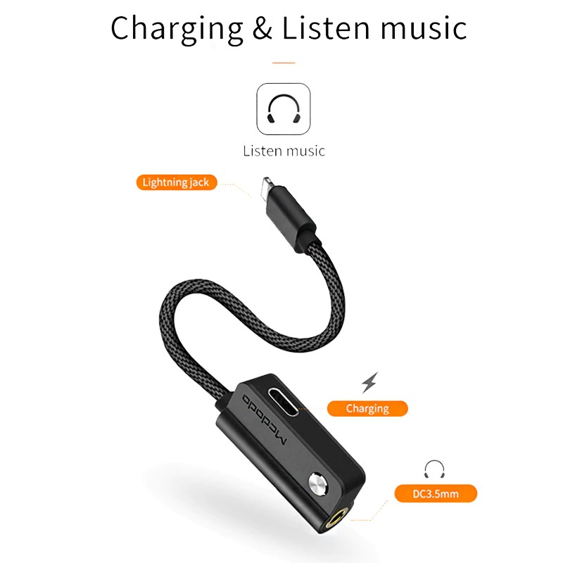 Dây cáp chia nhánh Mcdodo 2 trong 1 cắm sạc và tai nghe dành cho iPhone
