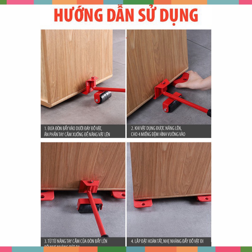 Dụng Cụ Chuyển Đồ Đa Năng - Dụng Cụ Di Chuyển Vật Nặng Một Cách Nhẹ Nhàng Siêu Tiện Lợi, Bao Gồm 1 Tay Nâng Và 4 Bánh Xe