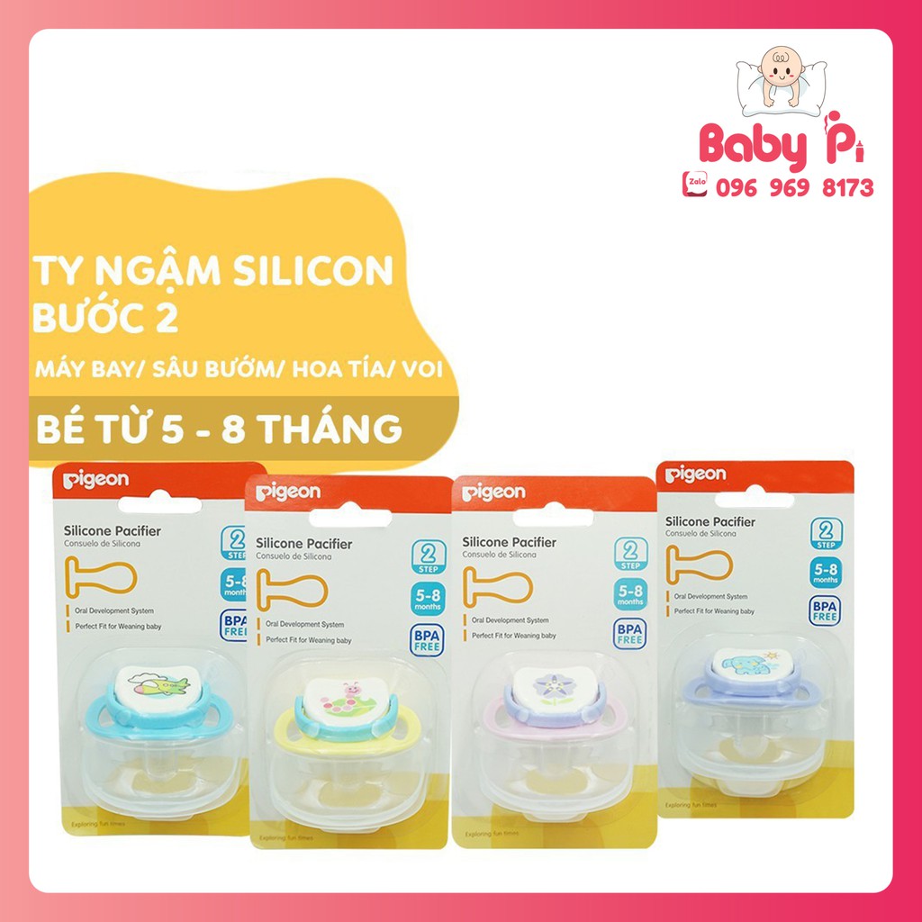 Ti ngậm/ Ti giả silicone Pigeon cho bé bước 2 (5 - 8 tháng)