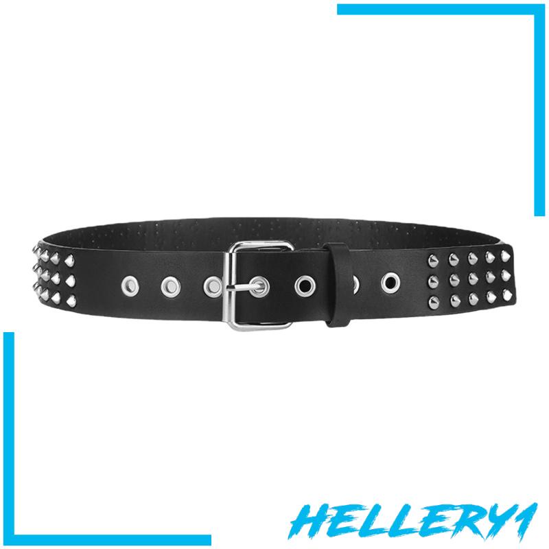 [Hellery1] Thắt Lưng Da PU Khóa Cài Có Thể Điều Chỉnh Phong Cách Punk Dành Cho Nam