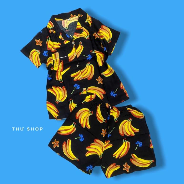 Pijama tole trái cây quần đùi nam và nữ có size nhỏ size lớn ྇ 👈