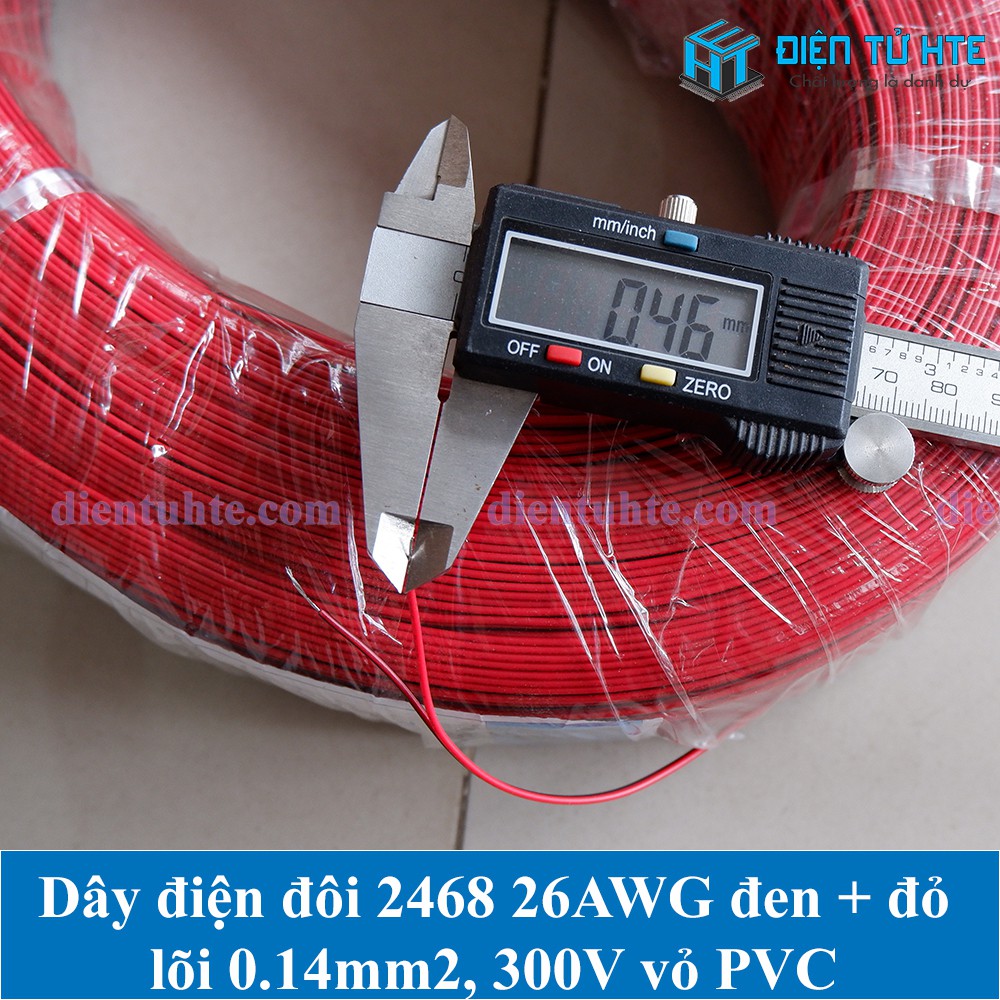 Combo 5 mét Dây điện đôi 2468 đỏ - đen 26AWG lõi 0.15mm2 vỏ PVC [HTE Quy Nhơn CN2]