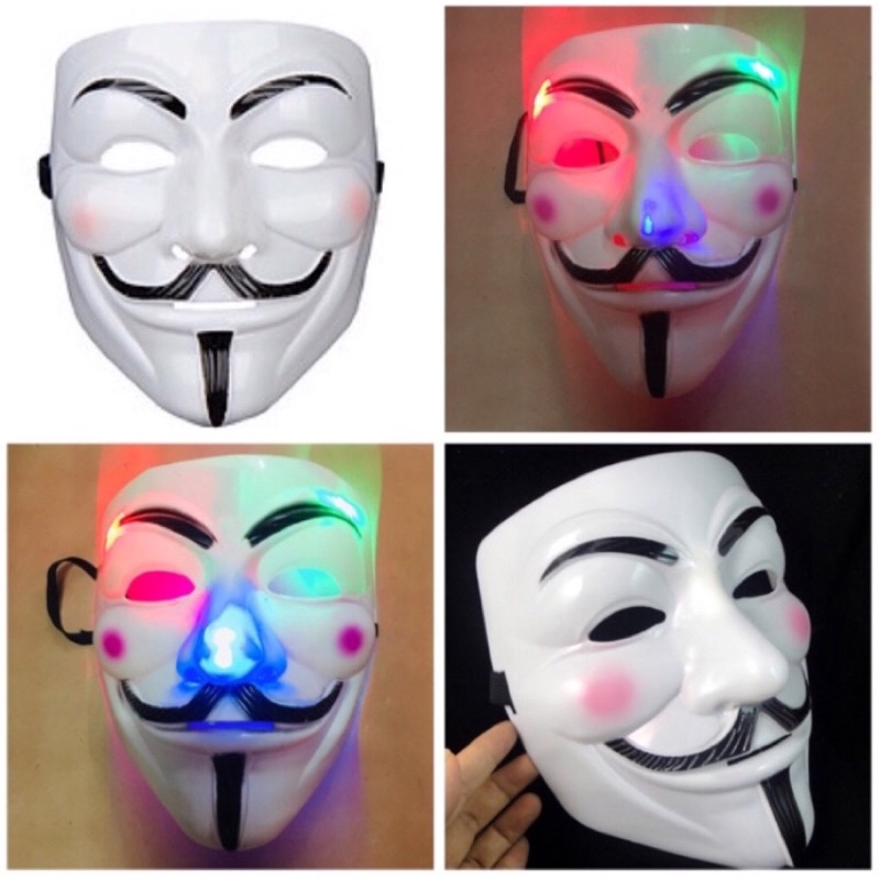 Mặt nạ Hacker mặt nạ Anonymous hàng đẹp có đèn phát sáng.