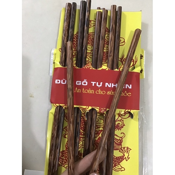 Đũa gỗ tự nhiên an toàn, đũa dừa đá vỉ 10 đôi