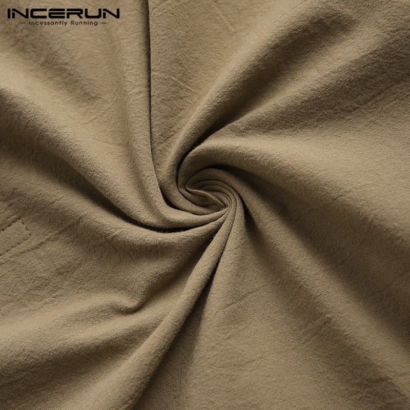 Áo vải lanh tay dài cổ chữ V cho nam