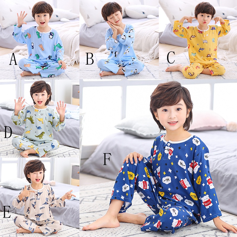 Bộ đồ ngủ SANITKUN bằng lụa cotton thoáng khí in họa tiết hoạt hình dễ thương cho bé
