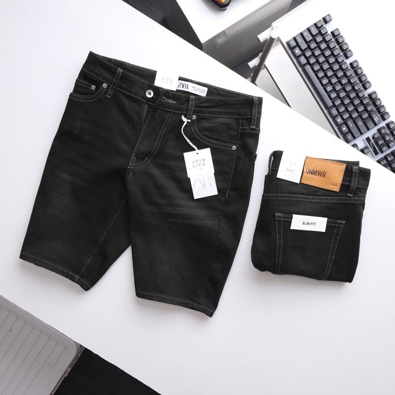 Quần short jean nam quần lửng nam đen xám thời trang cao cấp