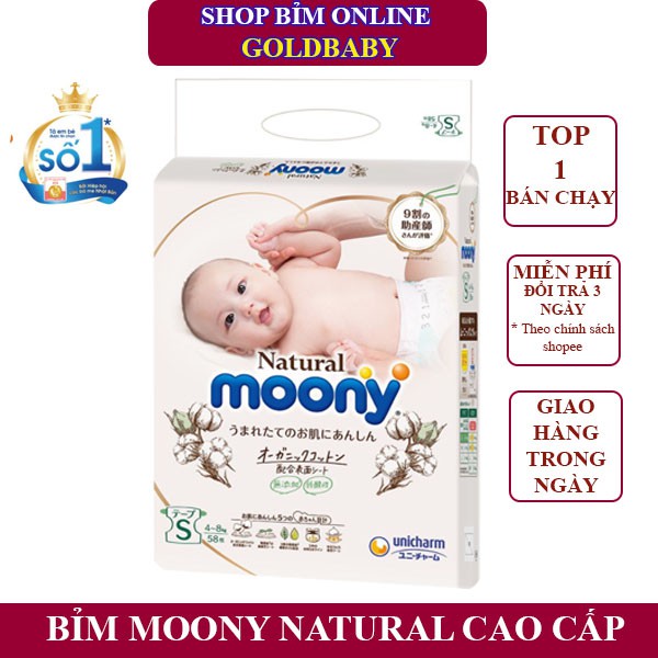 Tã Bỉm Moony Nội Địa Nhật Bản Natural /Tiêu Chuẩn / Cộng Miếng / Siêu Cộng Miếng Quần /Dán Đủ Size NB/S/M/L/XL