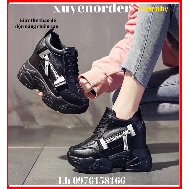 Giầy thể thao đế độn nâng chiều cao 12cm chất da mềm mịn siêu nhẹ và êm chuẩn cao cấp kèm ảnh thật (Hàng ORDER) mã MP