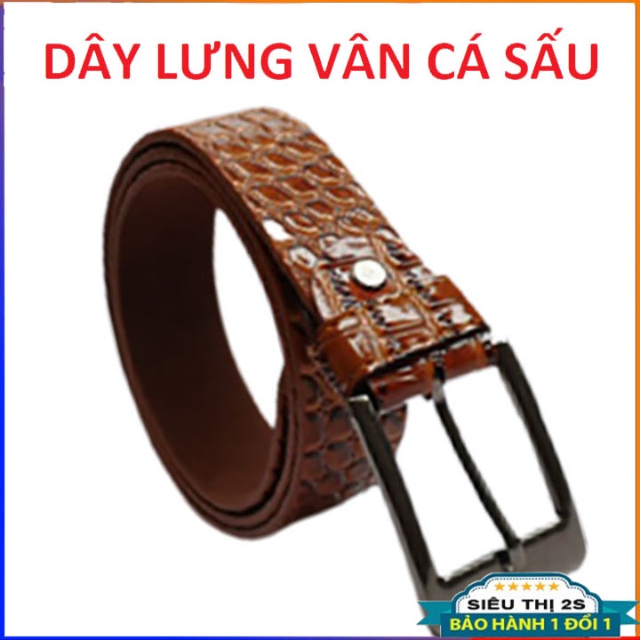 Thắt lưng nam thời trang khoá cài cao cấp, dây nịt lưng nam vân cá sấu
