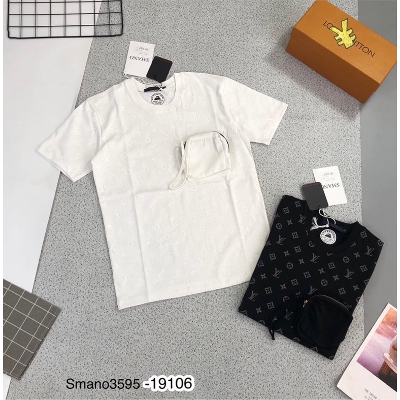 Áo thun nam Lv túi hộp cao cấp ba màu đen trắng xám | BigBuy360 - bigbuy360.vn