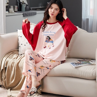 Set Đồ Mặc Ở Nhà Dài Tay Phong Cách Hàn Quốc Xinh Xắn Dành Cho Nữ