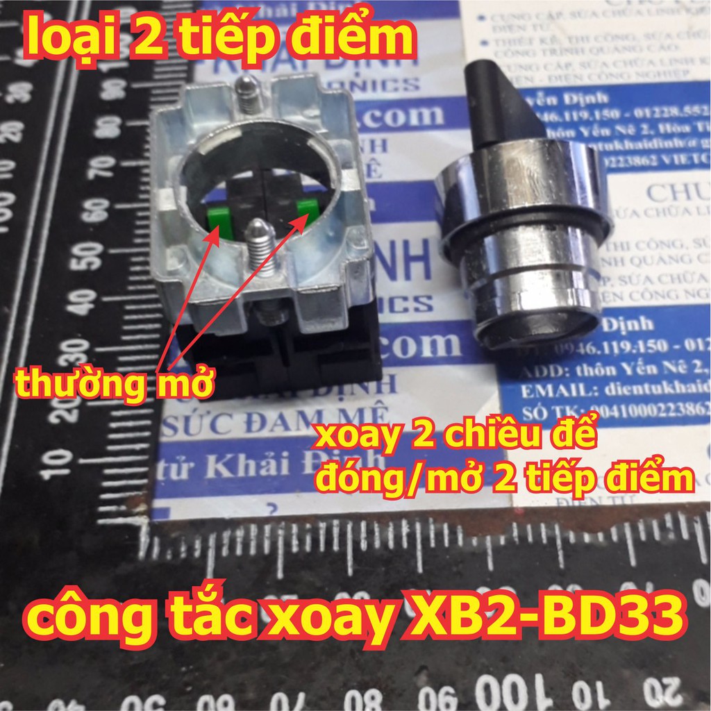 Công tắc xoay tủ điện ON/OFF, tự giữ 2 chiều 3 vị trí 2 thường mở, phi 22mm, XB2-BD33 kde5617