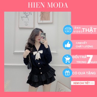 Áo len cardigan tag nơ đá , Áo khoác len cardigan nữ tay bồng