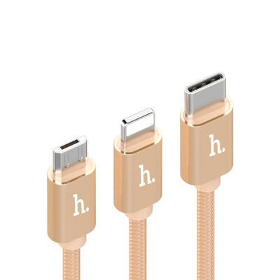 CÁP SẠC 3 ĐẦU HOCO X2 - MICRO USB - LIGHTNING - USB TYPE C dùng cho Iphone, Samsung, Type C