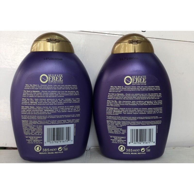 (của MỸ) Dầu gội Organix Thick & Full Biotin & Collagen 385ml