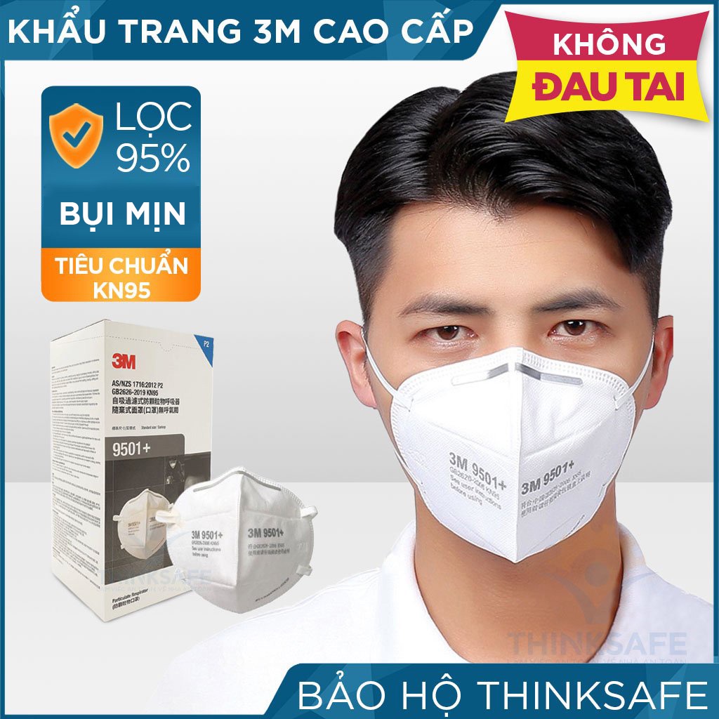 Khẩu trang 3M 9001 cao cấp, kiểu dáng 3D chống bụi mịn, kháng khuẩn dùng trong y tế Khẩu trang chính hãng 3M - THINKSAFE