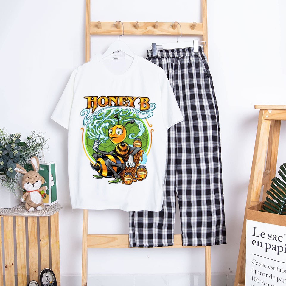 Sét Bộ Đồ Nữ Xinh Cute Mặc Đi Chơi Mùa Hè Đẹp Giá Rẻ, Áo Cotton In 3D Chú Ong Honey B Kèm Quần Phong Cách