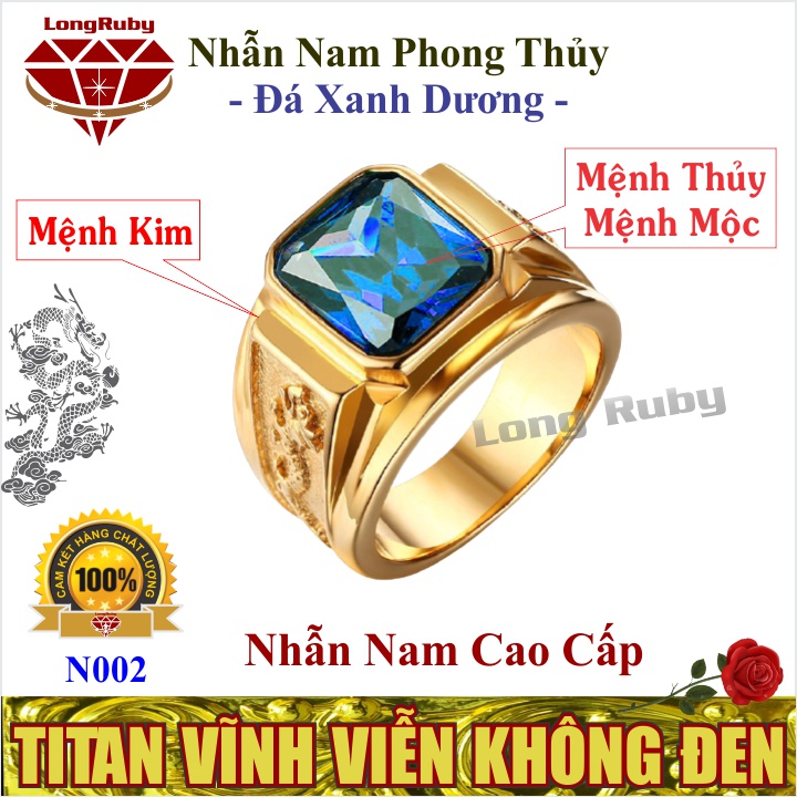 Nhẫn nam cao cấp Titan đá đỏ - N002