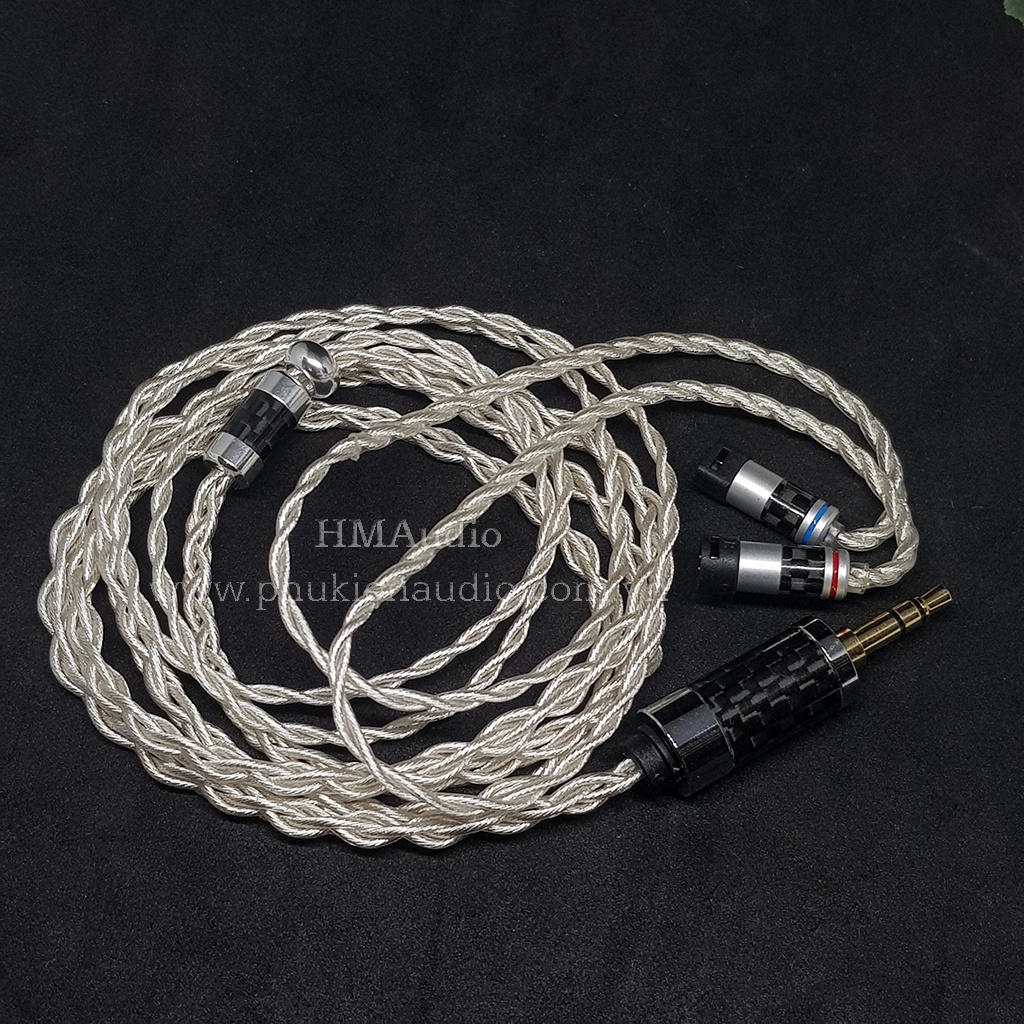 Dây tai nghe đồng mạ bạc OFC 1.2mm tết 4 - Sennheiser IE80/ IE80s