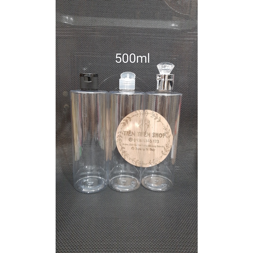 Chai nhựa trong 500ml vai ngang nắp bật