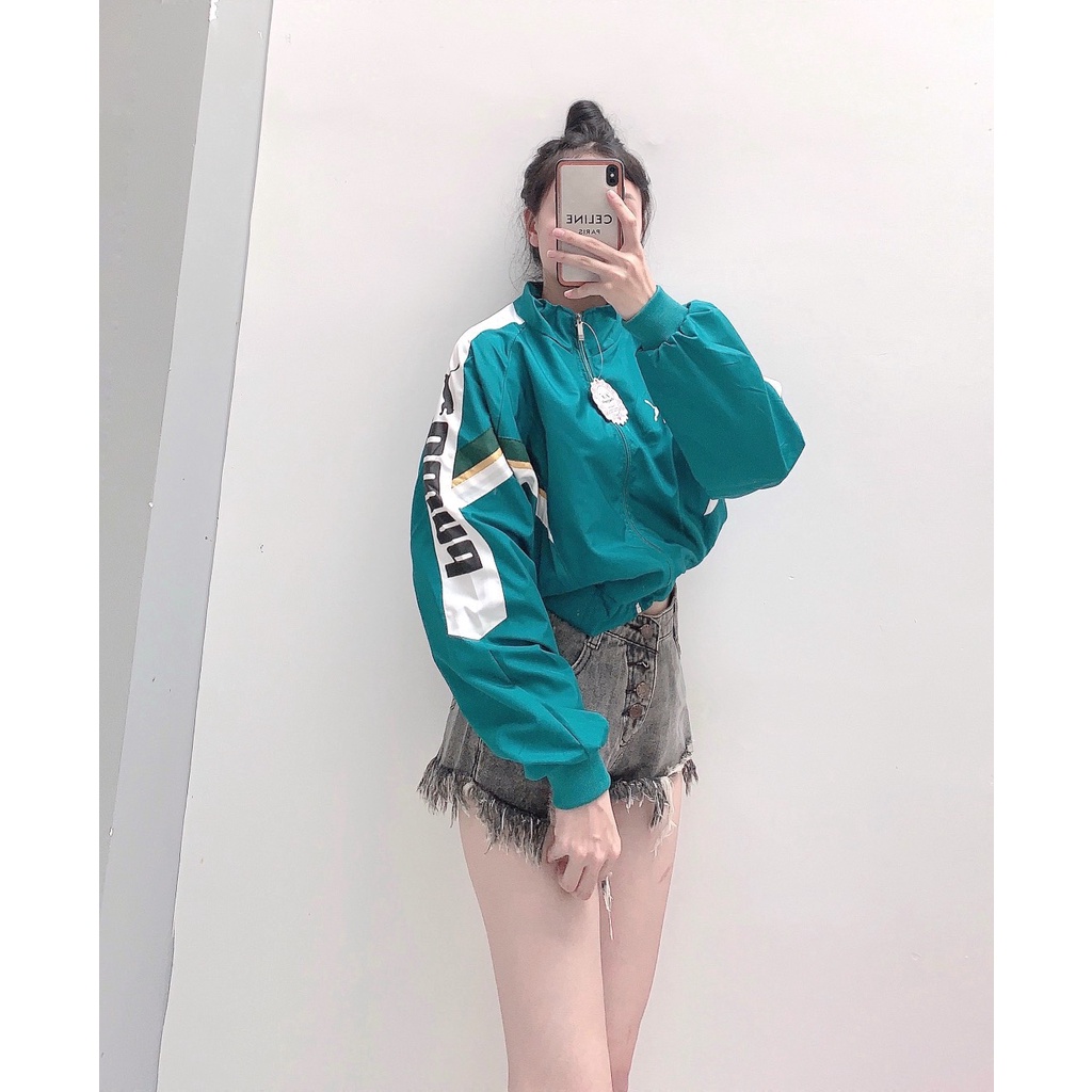 Áo khoác gió nữ unisex chất dù 2 lớp form rộng cá tính