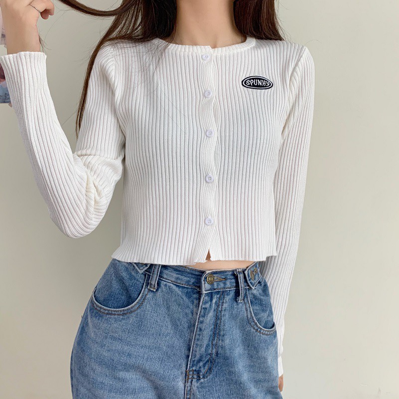 Xiaozhainv Áo cardigan cổ tròn tay dài họa tiết thêu phong cách Hàn Quốc | BigBuy360 - bigbuy360.vn