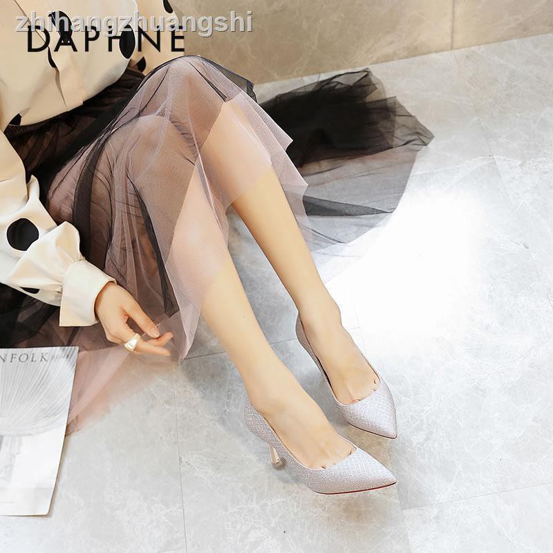 Daphne Giày Mũi Nhọn Đính Kim Sa Lấp Lánh Thời Trang Mùa Xuân