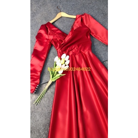 ĐẦM XOÈ MẶC CƯỚI CỔ V CHÉO KHOÉT LỨNG ĐÍNH CHUỔI full S/M/L/XL ( ẢNH VÀ VIDEO THẬT DO CHỦ SHOP TỰ QUAY 100000%)