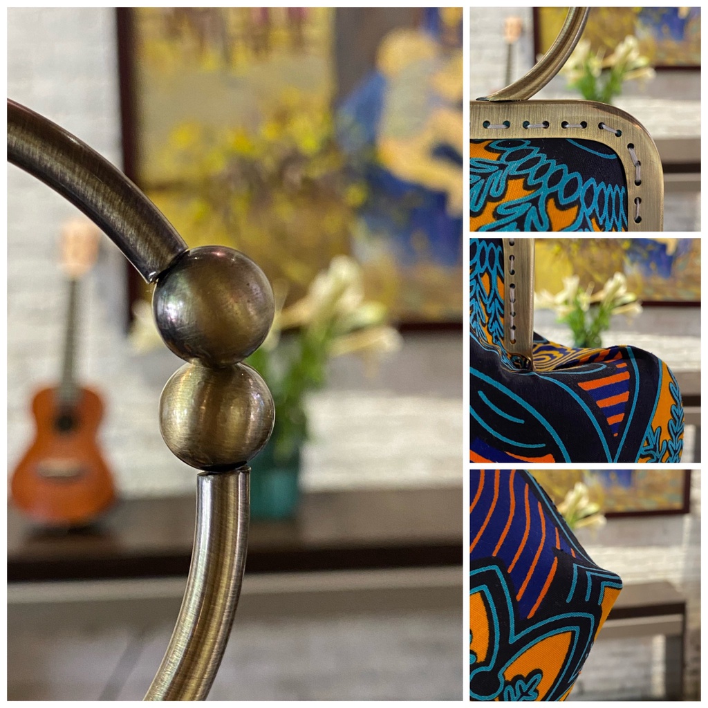 Combo túi xách guốc mộc tân thời, handmade, phong cách vintage, họa tiết vải đa sắc độc đáo