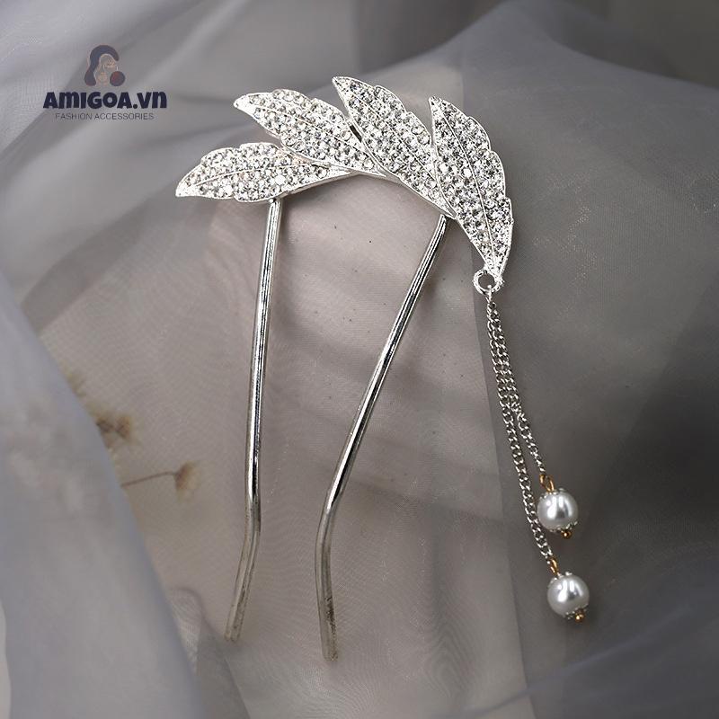 ✨✨Trâm Cài Tóc Hình Chữ U Phối Lông Vũ Tua Rua Thời Trang Cho Nữ