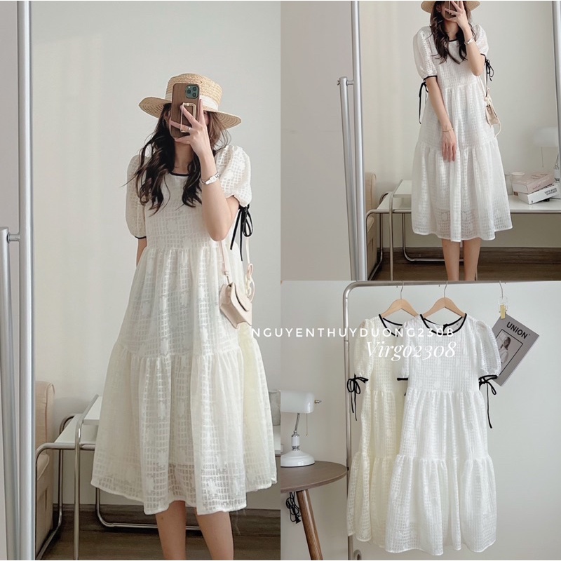 [HÀNG SẴN]VÁY- ĐẦM BABYDOLL HOA NỔI VIỀN ĐEN 2 LỚP “DARA DRESS”