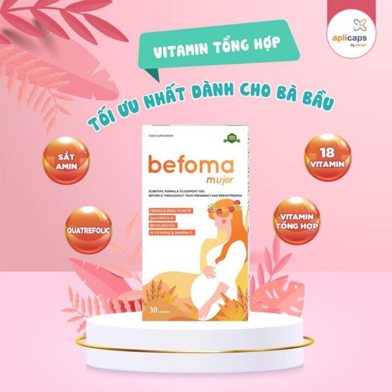 Befoma - Vitamin tổng hợp bổ sung 18 vitamin và khoáng chất thiết yếu cho bà bầu (hộp 30 viên)