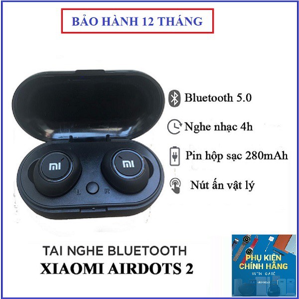 Tai Nghe Bluetooth AirDots Redmi2 Đen,Công Nghệ 5.0 Kèm Đốc Sạc,Cảm Biến Tự Động Kết Nối