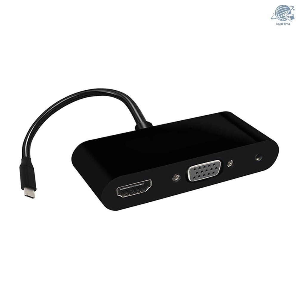 BF USB-C Type-C to HD VGA 3.5mm Audio 3 in 1 Converter Adapter with USB 3.0 HUB