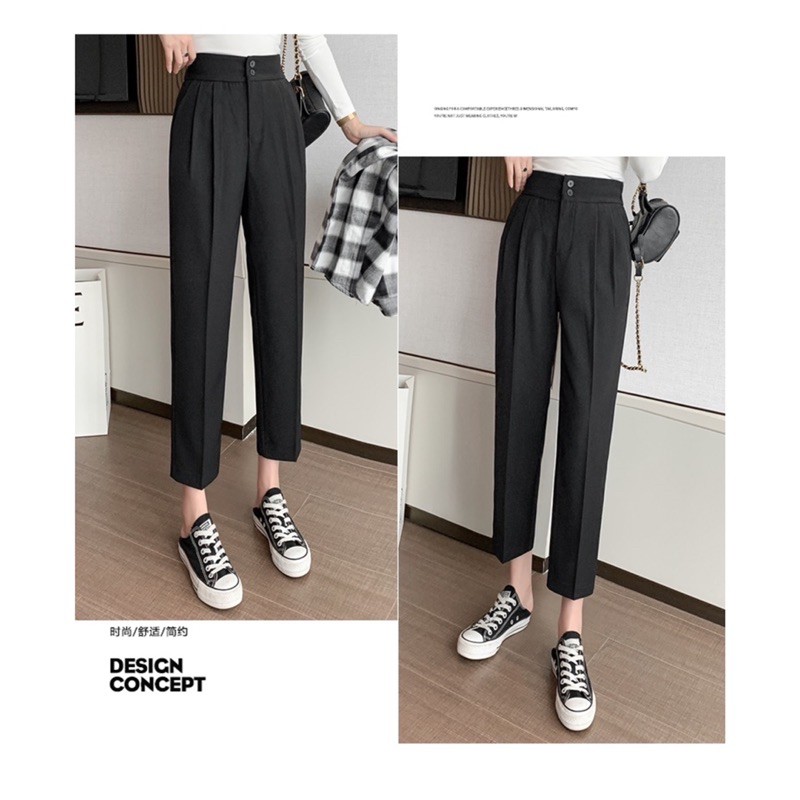 Quần tây baggy bigsize nữ lưng chun 2 cúc