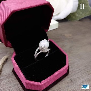 Nhẫn lá bạc gắn trai- nhẫn nữ