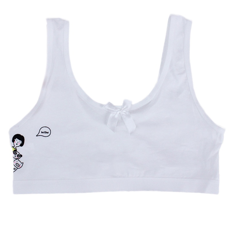 Áo Ngực Cotton Thoáng Khí Đính Nơ Họa Tiết Hoạt Hình Dễ Thương Thời Trang Mùa Hè Cho Bạn Gái