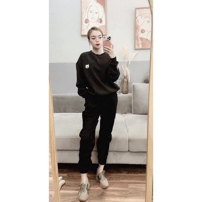 Bộ nỉ bông cún thêu chữ