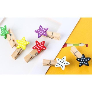 COMBO 10 KẸP GỖ NGÔI SAO CHẤM BI