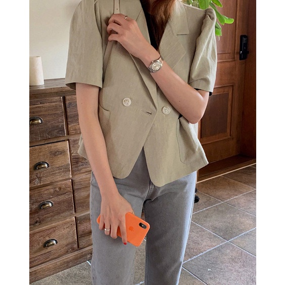 Áo Khoác Vest Tay Ngắn Chất Liệu Cotton Lanh 49384 Thời Trang Cho Nữ | BigBuy360 - bigbuy360.vn