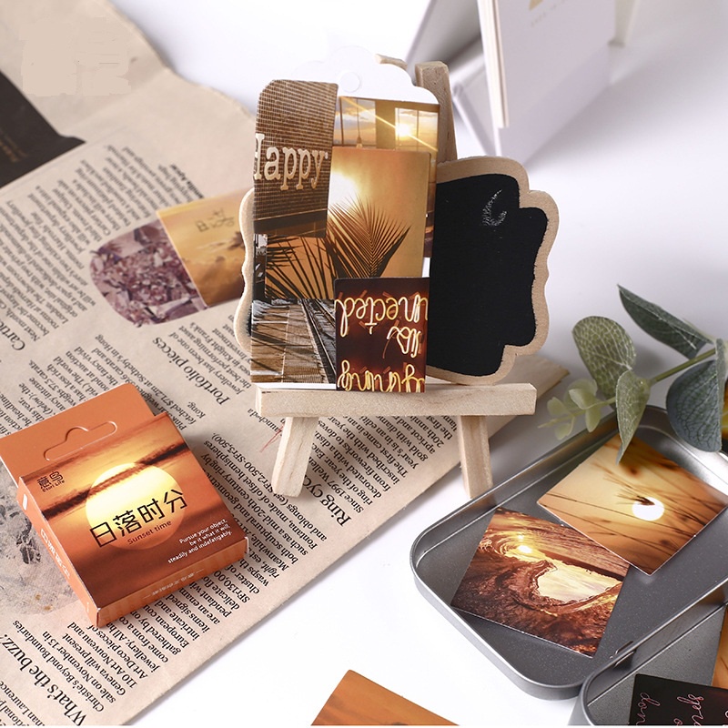 Hộp 46 sticker dán Chiều hoàng hôn trang trí sổ tay bullet journal ST452