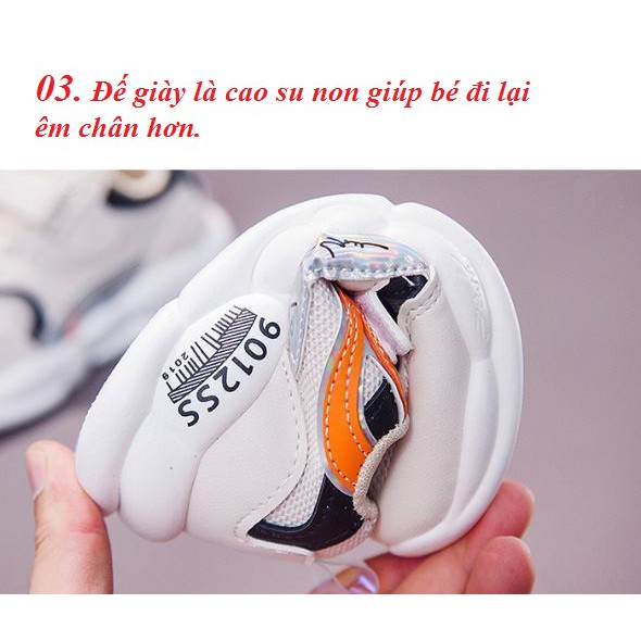 Giày thể thao bé gái 2 - 9 tuổi phong cách tạo điểm nhất tăng sự cá tính cho bé CG23-Trắng kem