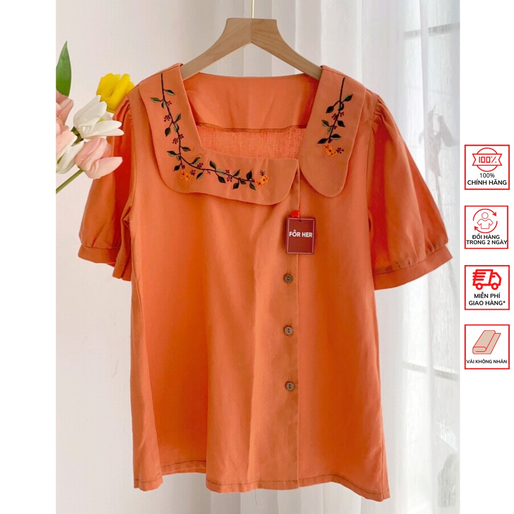 Áo Cổ Vuông FOR HER Nút Lệch AO0446