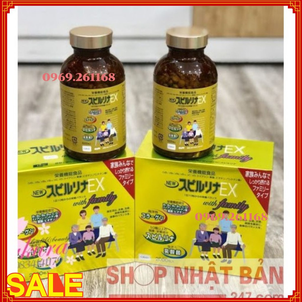 [Date 2023] Tảo vàng Spirulina EX Nhật Bản (1 set 2 lọ, mỗi lọ 1000 viên)